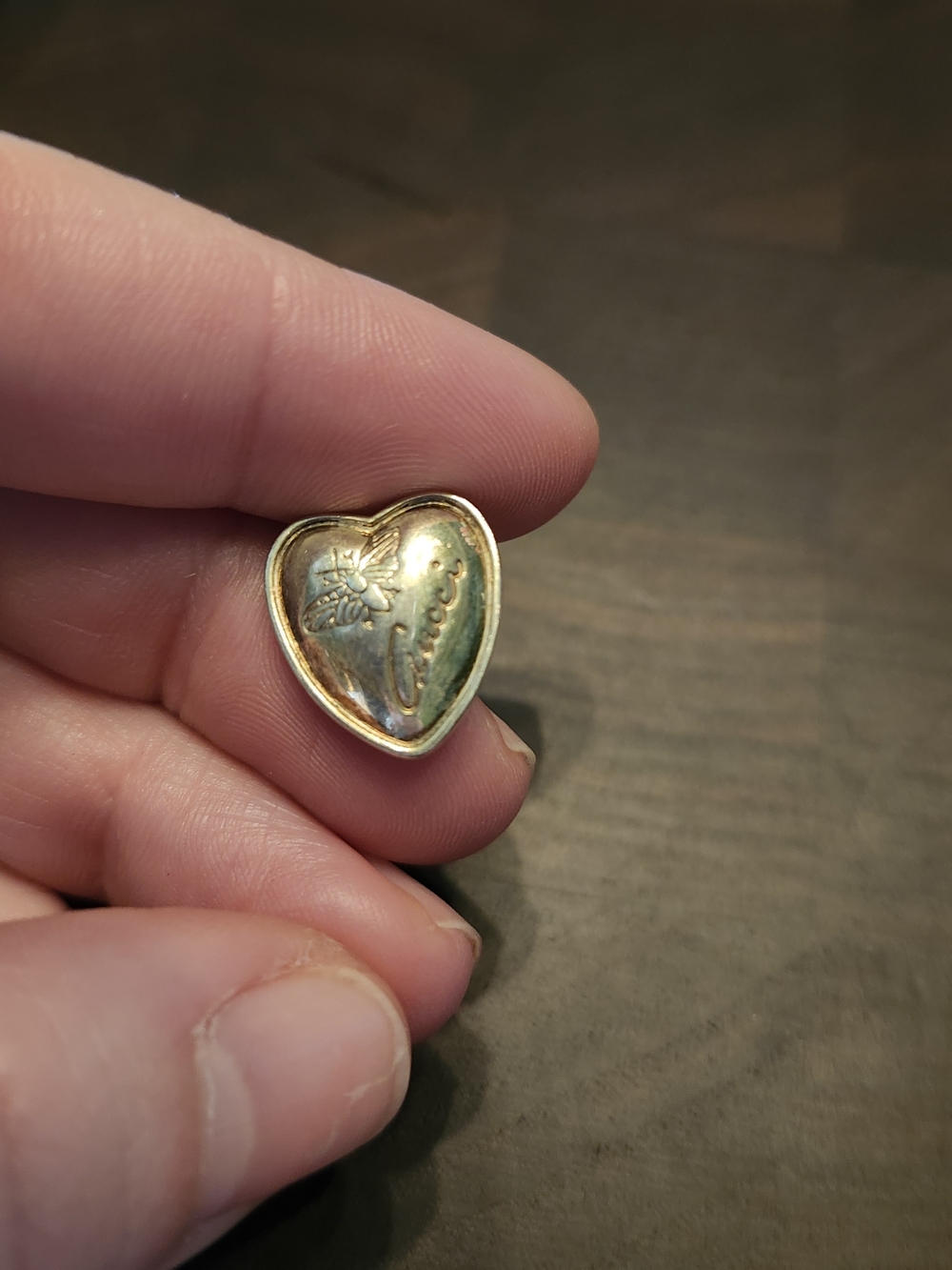 Gucci Sterling Silver Heart Bee Signature Stud Earrings - Women Jewelry - Picture 3 of 6